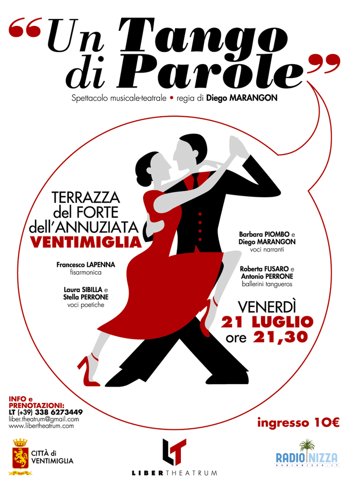 Ventimiglia: al Forte dell'Annunziata lo spettacolo “Un tango di parole” Ventimiglia: al Forte dell'Annunziata lo spettacolo “Un tango di parole”