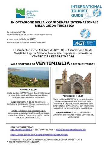 Martedì prossimo le visite guidate alla scoperta dei Tesori di Ventimiglia con l'Agtl.Im Martedì prossimo le visite guidate alla scoperta dei Tesori di Ventimiglia con l'Agtl.Im