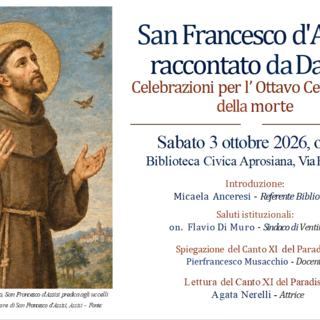 Ventimiglia, alla Biblioteca Aprosiana un incontro dedicato a San Francesco raccontato da Dante Ventimiglia, alla Biblioteca Aprosiana un incontro dedicato a San Francesco raccontato da Dante