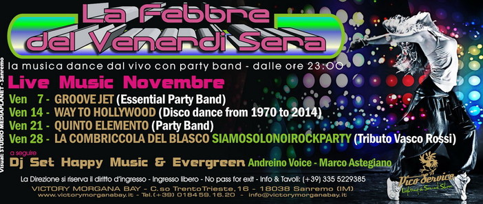 Sanremo: questa sera la band dei 'GrooveJet' per 'La febbre del Venerdì Sera' al Victory Morgana