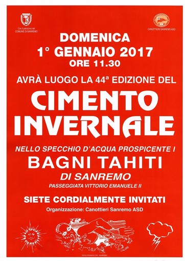 La Canottieri Sanremo organizza per il 1 gennaio 2017 il tradizionale cimento invernale