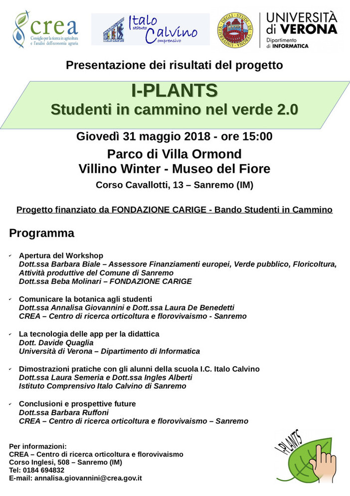 Sanremo: un'app per interagire con gli alberi di Villa Ormond, giovedì workshop al Museo del Fiore