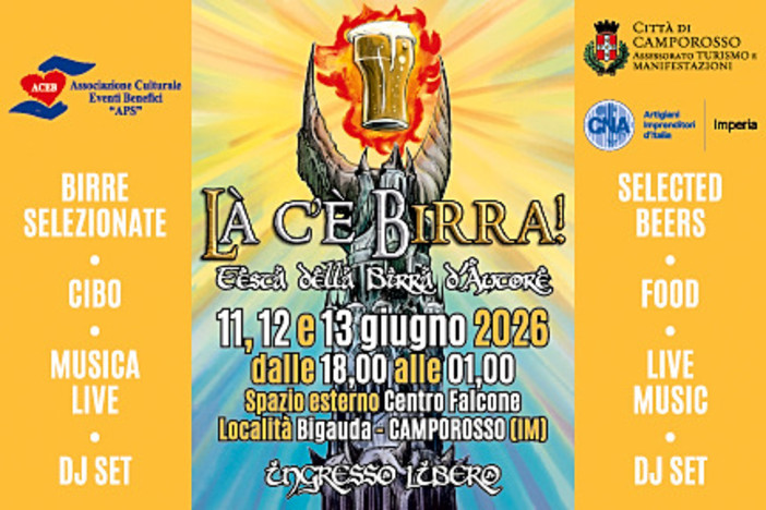 Tre giorni di musica live, dj set, cibo e birre selezionate: a Camporosso torna “L’a c’è Birra” (Foto) Tre giorni di musica live, dj set, cibo e birre selezionate: a Camporosso torna “L’a c’è Birra” (Foto)