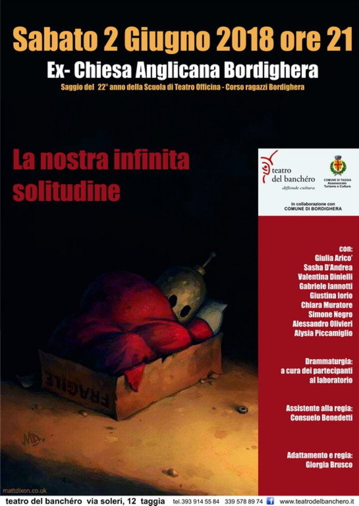 Saggi del Banchéro: sabato a Bordighera “La nostra infinita solitudine”, in scena i ragazzi (13-19 anni)