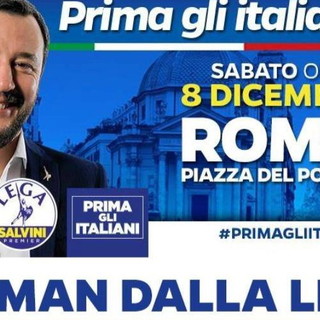 L'8 dicembre manifestazione della Lega a Roma con Salvini: parteciperanno in molti anche dall'imperiese
