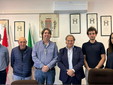 L'assessore Lombardi con con Fausto Noaro (staff Comune Isolabona), Antonio Cossu, Andrea Lombardi, Giorgio Trivella Martini e Anna Lupi