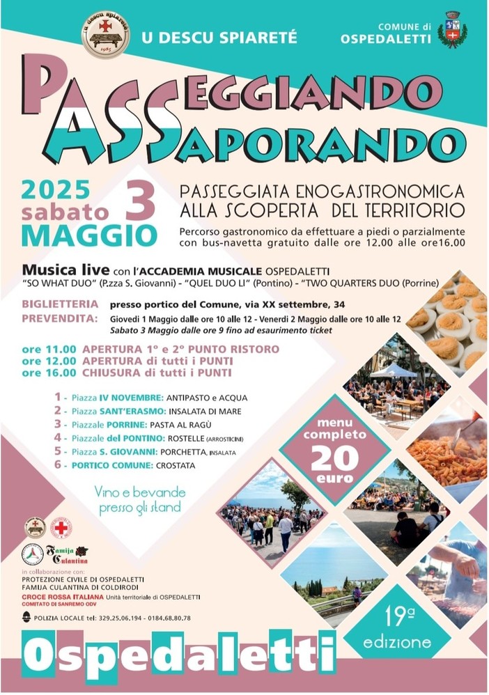 Ospedaletti, torna “Passeggiando Assaporando”: alla scoperta del territorio con 'gusto'