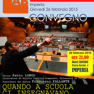 Imperia: giovedì all'Hotel Rossini l'incontro "Quando a scuola ci insegnavano Educazione Civica" Imperia: giovedì all'Hotel Rossini l'incontro "Quando a scuola ci insegnavano Educazione Civica"