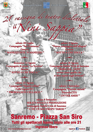 Sanremo: sabato ultimo appuntamento con la rassegna di Teatro Dialettale 'Nini Sappia' Sanremo: sabato ultimo appuntamento con la rassegna di Teatro Dialettale 'Nini Sappia'