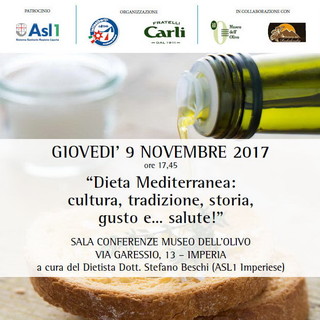 Imperia: giovedì prossimo al Museo Dell'Olivo una lezione sulla Dieta Mediterranea con Fratelli Carli e Latte Alberti Imperia: giovedì prossimo al Museo Dell'Olivo una lezione sulla Dieta Mediterranea con Fratelli Carli e Latte Alberti