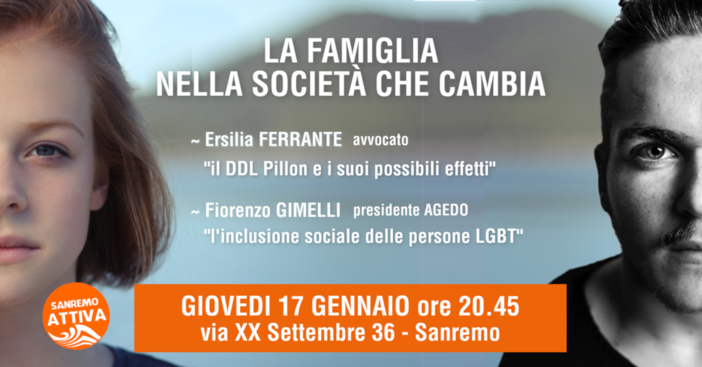 Giovedì l'incontro pubblico “La famiglia nella società che cambia” organizzato da Sanremo Attiva