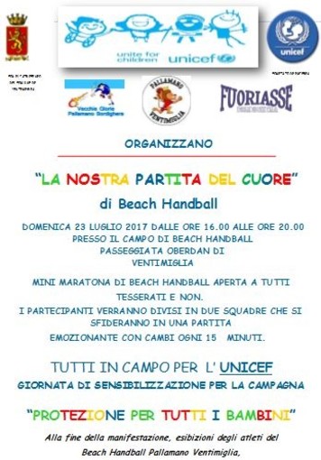 Sport & Solidarietà. Domenica pomeriggio va in scena la "Nostra partita del Cuore" di Beach Handball Sport & Solidarietà. Domenica pomeriggio va in scena la "Nostra partita del Cuore" di Beach Handball