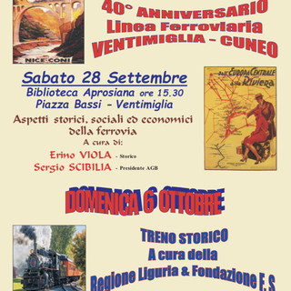 Ventimiglia: domani pomeriggio alla Biblioteca Aprosiana incontro sulla linea ferroviaria della Val Roya Ventimiglia: domani pomeriggio alla Biblioteca Aprosiana incontro sulla linea ferroviaria della Val Roya