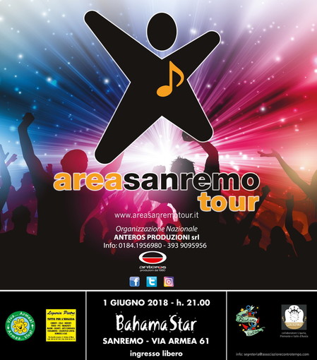 Sanremo: il prossimo 1° giugno tappa di 'Area Sanremo' al 'Bahama Star' di Valle Armea