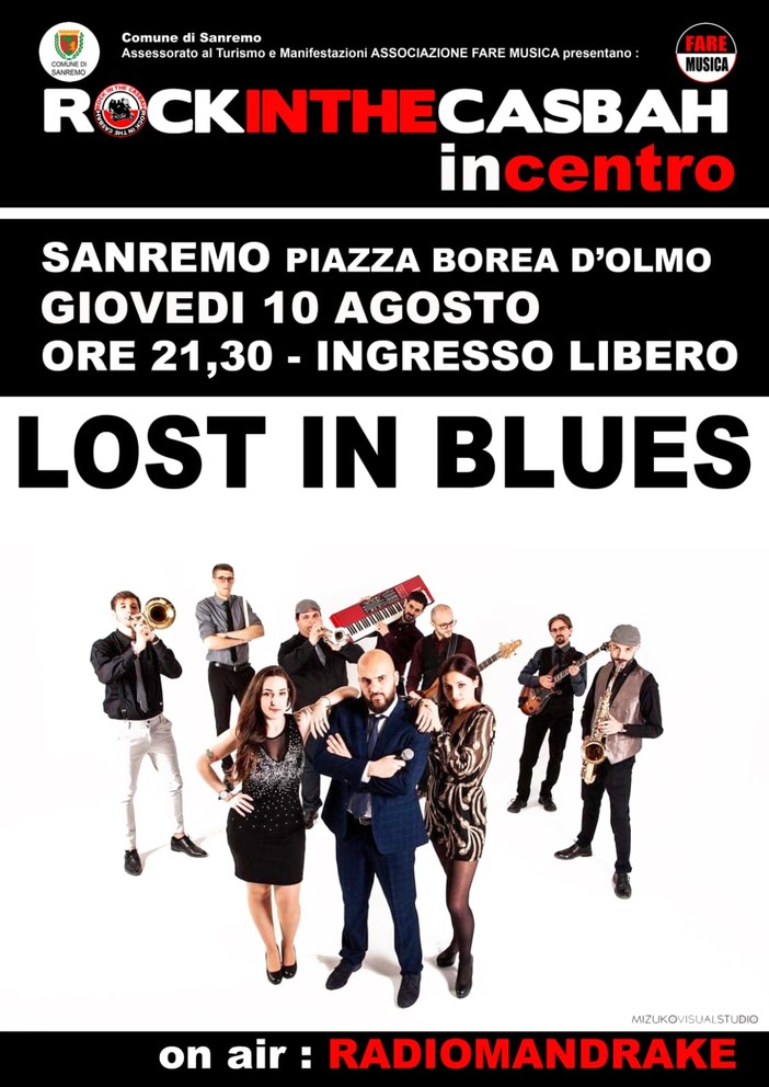 Sanremo: Rock in the Casbah scende in centro con il live dei Lost in Blues