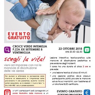 Ventimiglia: lunedì 22 ottobre nella sede della Croce Verde corso gratuito per imparare le manovre salvavita