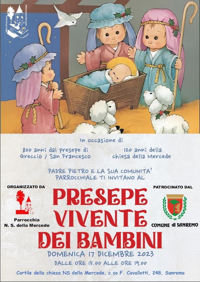 Sanremo: presepe vivente con scene di vita comune ai tempi di Gesù e la Natività alla parrocchia della Mercede Sanremo: presepe vivente con scene di vita comune ai tempi di Gesù e la Natività alla parrocchia della Mercede