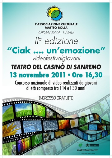 Sanremo: domenica 13 novembre tutto pronto per 'Ciak...un emozione, videofestival giovani'