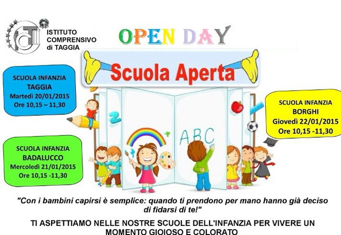 Da oggi a mercoledì triplo appuntamento con l'Open Day all'Istituto Comprensivo Da oggi a mercoledì triplo appuntamento con l'Open Day all'Istituto Comprensivo