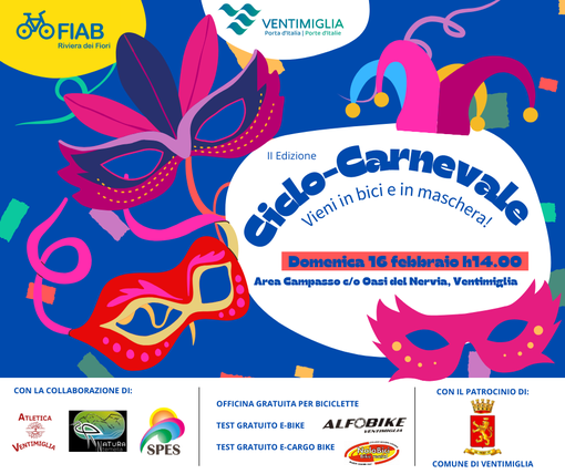 Ventimiglia, al via il Ciclo-Carnevale: tra giochi, e-bike e sensibilizzazione su mobilità e accessibilità