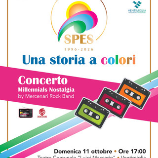 Ventimiglia, SPES celebra 30 anni con il concerto “Millennials Nostalgia” al Teatro Maccario Ventimiglia, SPES celebra 30 anni con il concerto “Millennials Nostalgia” al Teatro Maccario
