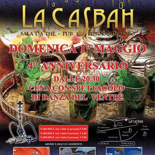Sanremo: domenica 4° anniversario per la Casbah, organizzata cena con danza del ventre