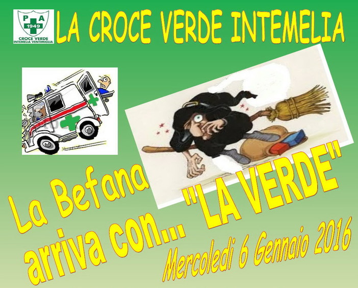 Ventimiglia: domani in piazza della Libertà la festa della Befana organizzata dalla Croce Verde
