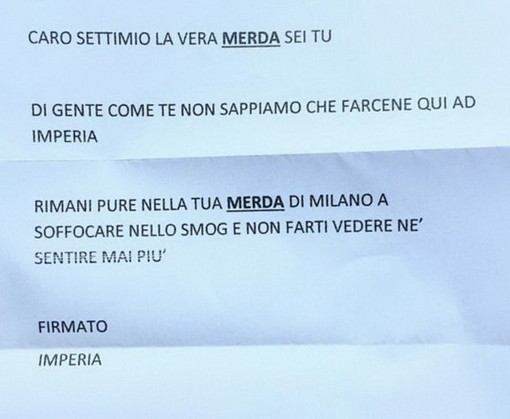 Imperia: "Vattene a Milano, la vera merda sei tu". Lettera di insulti al fotografo Settimio Benedusi Imperia: "Vattene a Milano, la vera merda sei tu". Lettera di insulti al fotografo Settimio Benedusi