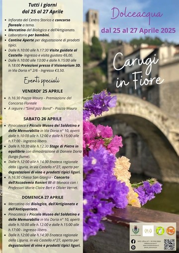 Dolceacqua: al via giovedì 25 aprile l’attesissima edizione di “Carugi in fiore”