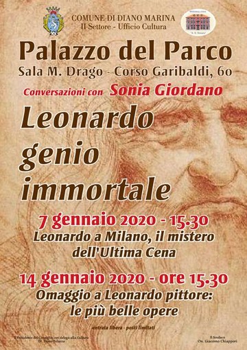 Diano Marina: al Palazzo del Parco la prima conferenza di Sonia Giordano su Leonardo