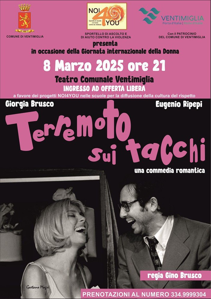 Ventimiglia celebra l’8 marzo con lo spettacolo “Terremoto sui tacchi”, commedia a sostegno di NOI4YOU