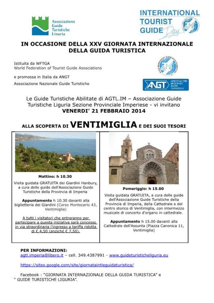 Martedì prossimo le visite guidate alla scoperta dei Tesori di Ventimiglia con l'Agtl.Im