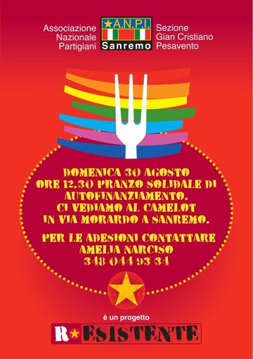 ANPI Sanremo, pranzo solidale il 30 agosto al ristorante Camelot per sostenere le future iniziative ANPI Sanremo, pranzo solidale il 30 agosto al ristorante Camelot per sostenere le future iniziative