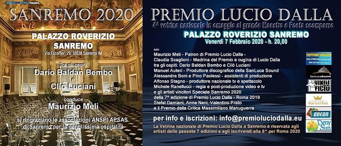 Festival di Sanremo, al via i preparativi per la quarta vetrina del Premio Lucio Dalla