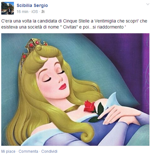 “La candidata dei 5 Stelle come la bella addormentata, scoprì Civitas e poi si riaddormentò”: Scibilia (Pd) accende la bagarre elettorale a Ventimiglia “La candidata dei 5 Stelle come la bella addormentata, scoprì Civitas e poi si riaddormentò”: Scibilia (Pd) accende la bagarre elettorale a Ventimiglia