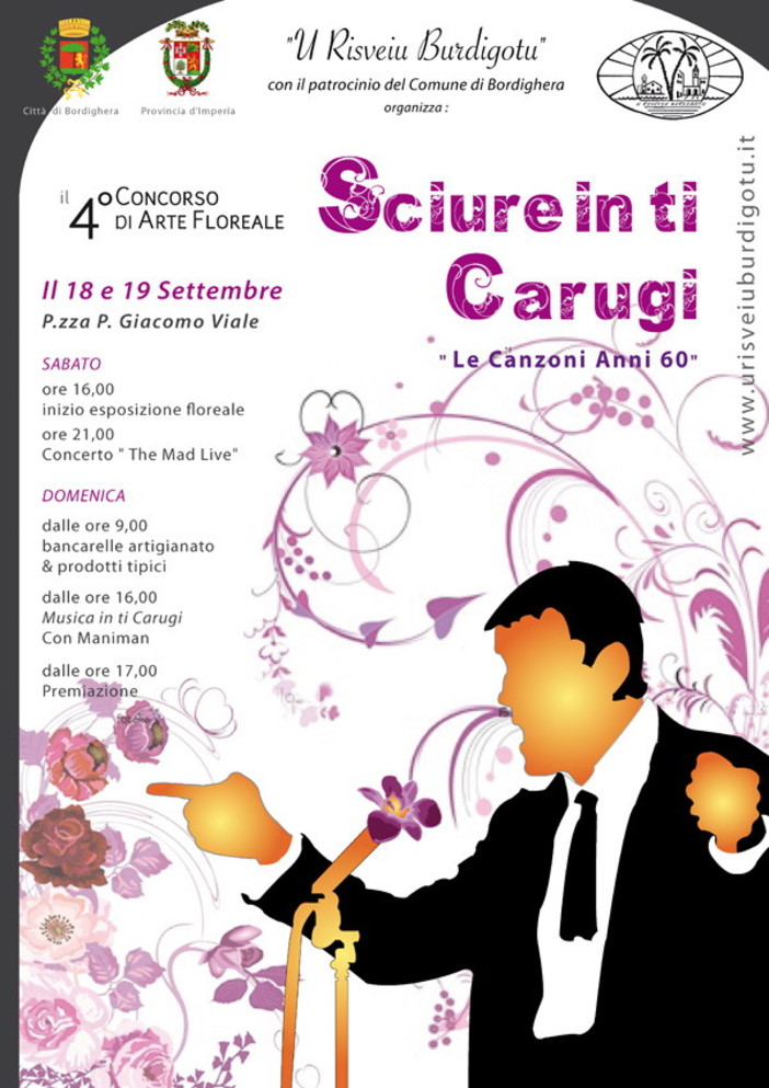 Bordighera: al via sabato 18 settembre il 4° Concorso Floreale "Sciure in ti Carugi"