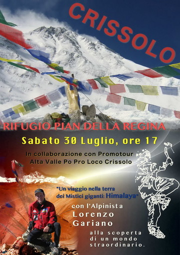 Per i ‘Sabati Alpinistici, il 30 luglio alle ore 17, Lorenzo Gariano al rifugio Pian Della Regina