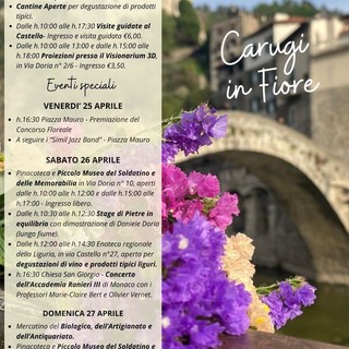 Dolceacqua: al via giovedì 25 aprile l’attesissima edizione di “Carugi in fiore”