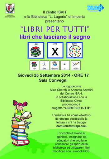Giovedì 25 settembre sarà presentato il progetto 'Libri per tutti' alla Biblioteca Lagorio