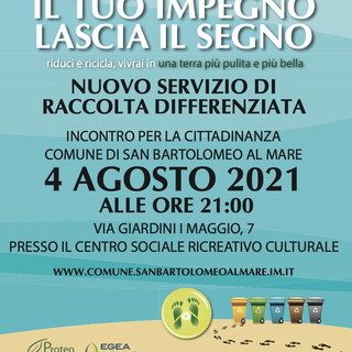 San Bartolomeo al Mare: raccolta differenziata, domani sera incontro informativo e da lunedì distribuzione dei kit San Bartolomeo al Mare: raccolta differenziata, domani sera incontro informativo e da lunedì distribuzione dei kit
