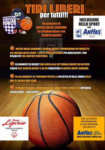 Sanremo: al via 'Tiri Liberi', progetto che mira ad accompagnare bambini e ragazzi con disabilità nel mondo dello sport