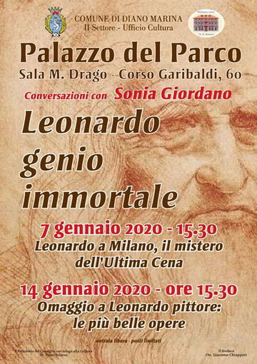 Diano Marina: ‘Leonardo genio immortale’, oggi il secondo appuntamento nella sala ‘Margherita drago’ della biblioteca