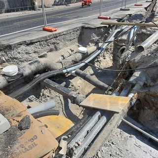 Sanremo: cantiere tra corso Cavallotti e via Privata Scoglio, i lavori termineranno entro settembre (Foto)