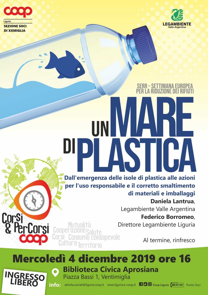 Ventimiglia: Coop Liguria propone l’incontro ‘Un mare di plastica’ per un uso responsabile di materiali e imballaggi Ventimiglia: Coop Liguria propone l’incontro ‘Un mare di plastica’ per un uso responsabile di materiali e imballaggi