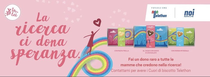 Nel weekend Telethon torna nelle piazze per sostenere la campagna “io per lei” con la vendita dei cuori di biscotto