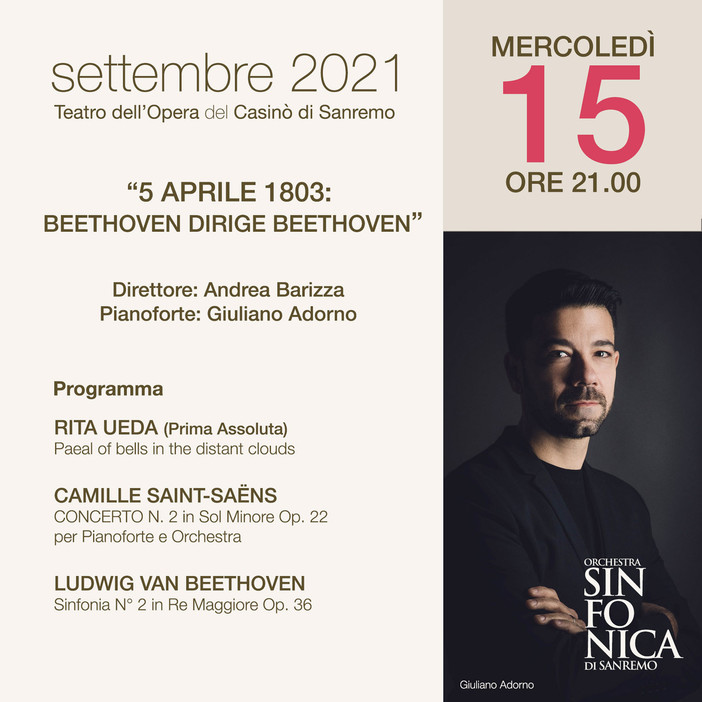 Sanremo: domani al Casinò il concerto della Sinfonica “5 Aprile 1803: Beethoven dirige Beethoven”