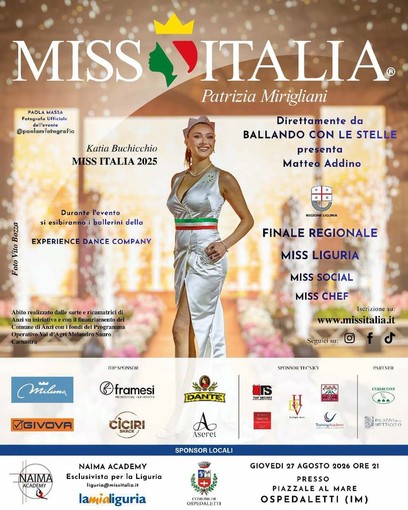 Miss Italia fa tappa a Ospedaletti: giovedì la sfida tra 30 concorrenti per la corona di Miss Liguria Miss Italia fa tappa a Ospedaletti: giovedì la sfida tra 30 concorrenti per la corona di Miss Liguria