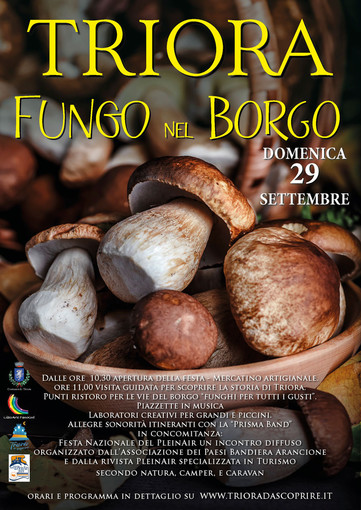 A Triora è tutto pronto per 'Fungo nel Borgo', domenica l'attesa sagra quest'anno dedicata a Cristian di 'Ca' Mea'