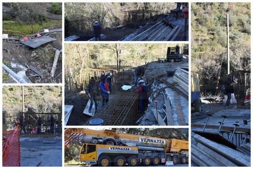 Rocchetta Nervina: si è lavorato anche la vigilia di Natale sulla provinciale 68 per il nuovo ponte (Foto e Video)
