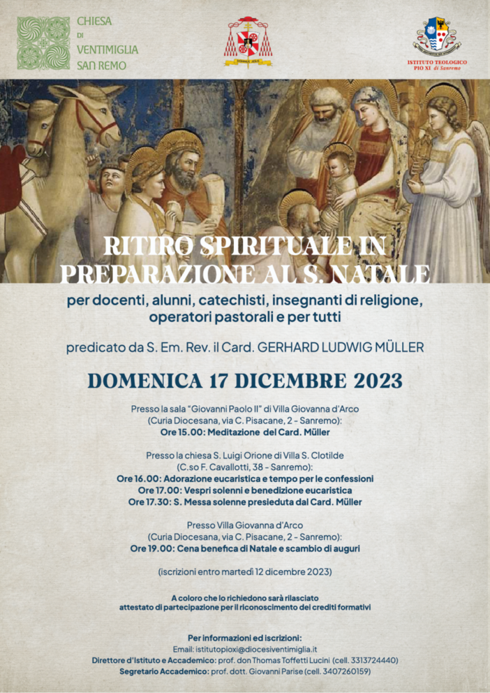 Sanremo: ritiro e cena di Natale con l’Istituto Teologico Pio XI Sanremo: ritiro e cena di Natale con l’Istituto Teologico Pio XI